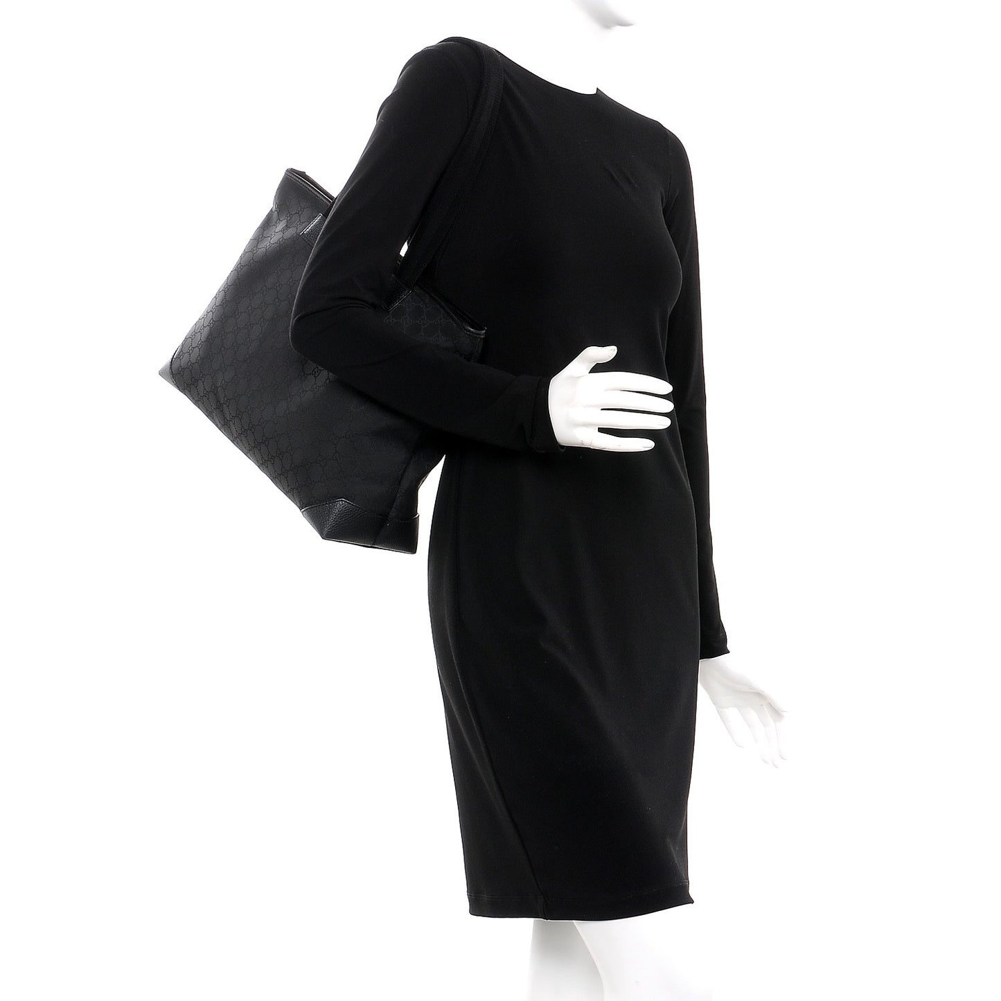 Nylon Monogram Calfskin Large Tote Bag Black