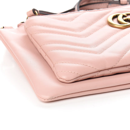 Gucci Calfskin Matelasse Small GG Marmont Double Zip Shoulder Bag Perfect Pink 7 of 9