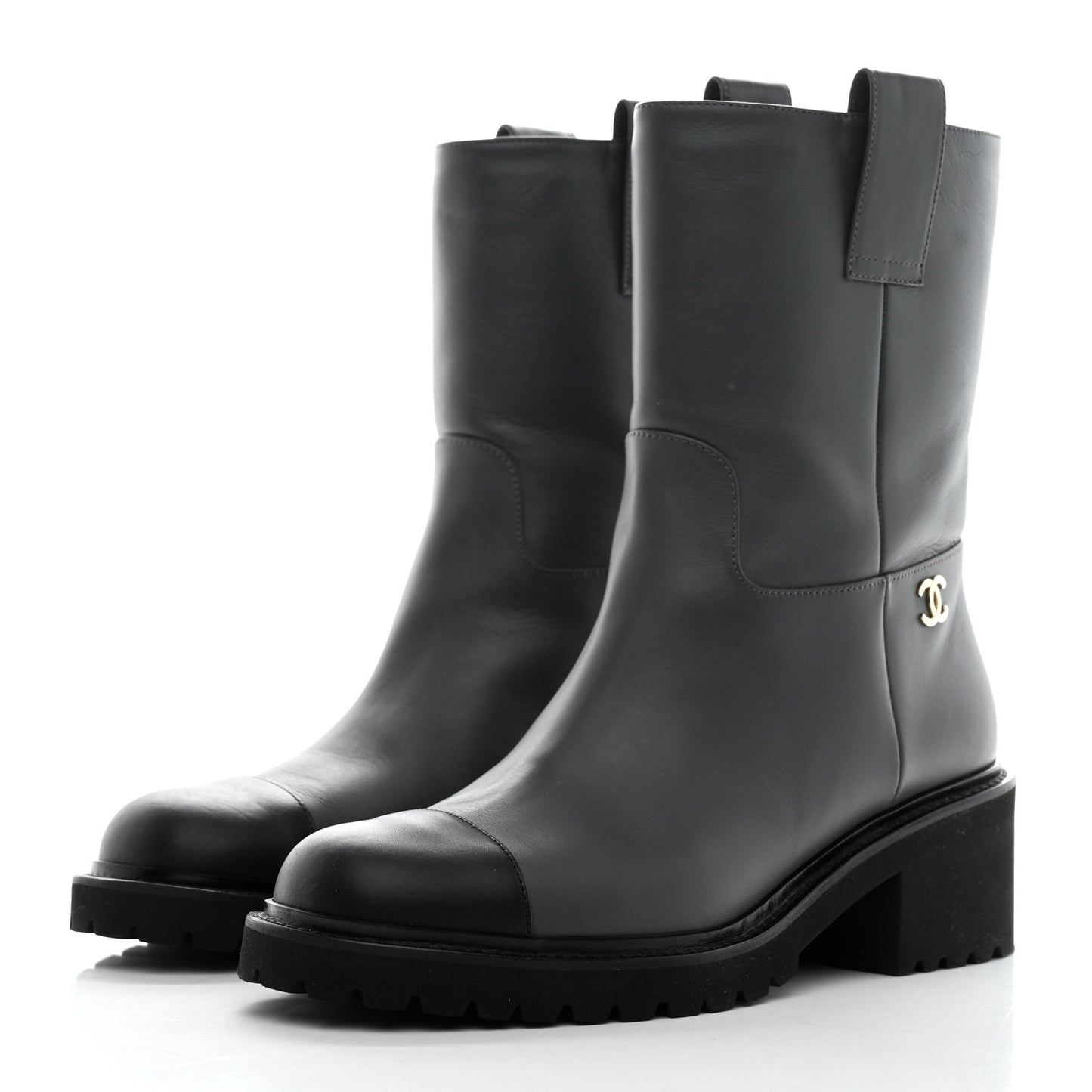 Calfskin CC Ankle Boots 39 Grey