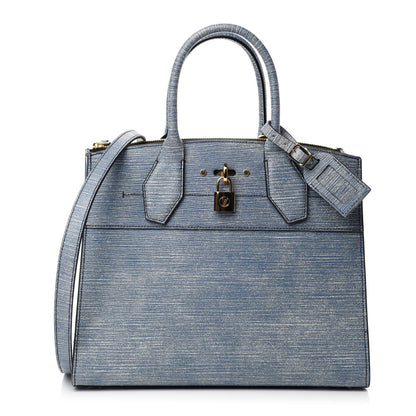 Louis Vuitton Epi City Steamer MM Blue Jean 1 of 10