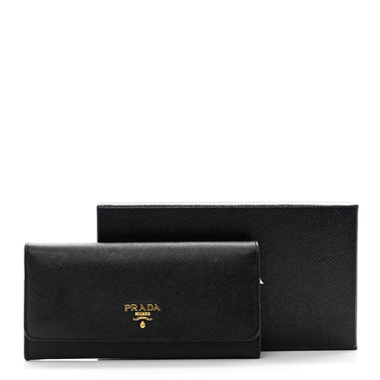 Prada Saffiano Metal Continental Flap Wallet Black 9 of 9