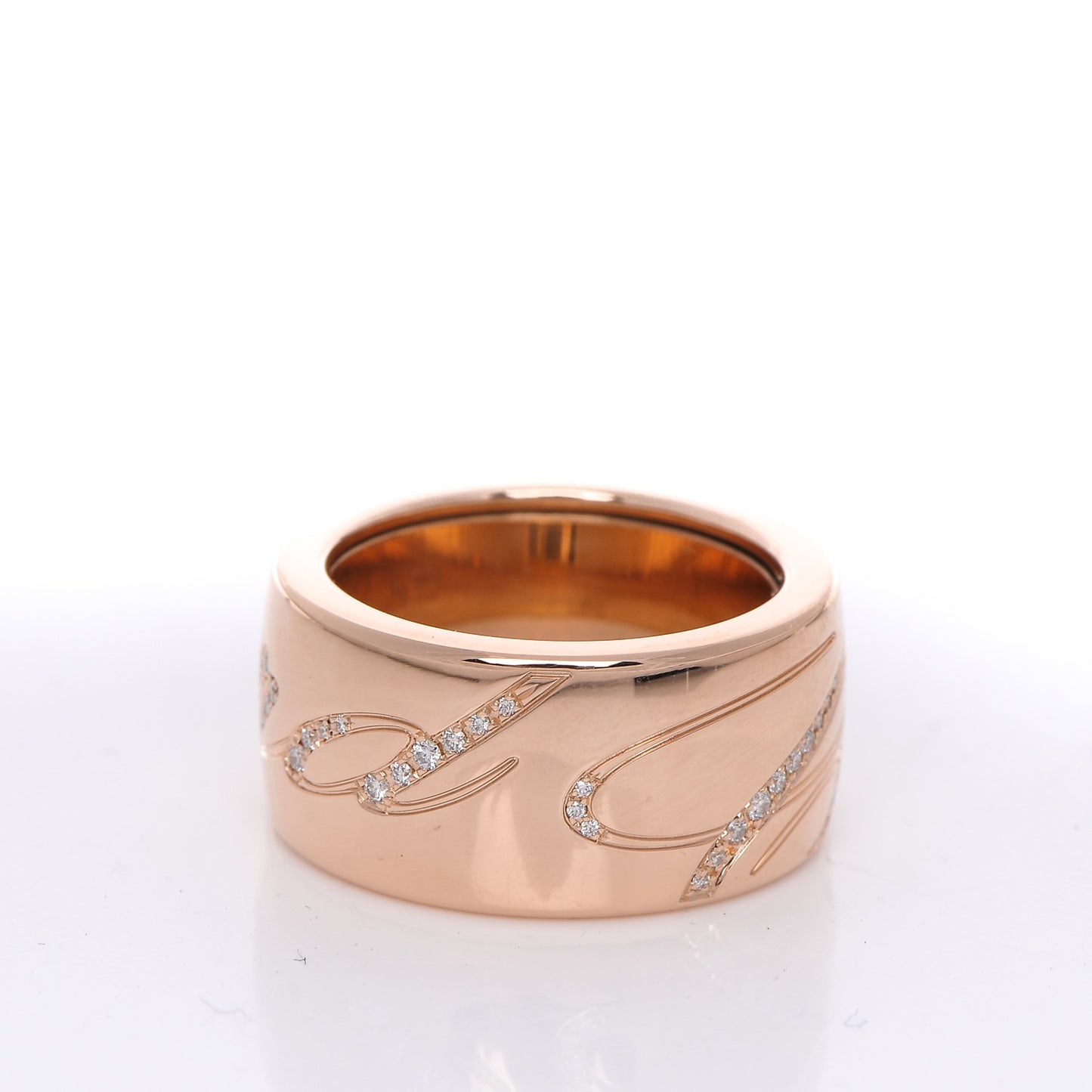 18k Rose Gold Chopardissimo Diamonds Spinning Ring 53 6.5