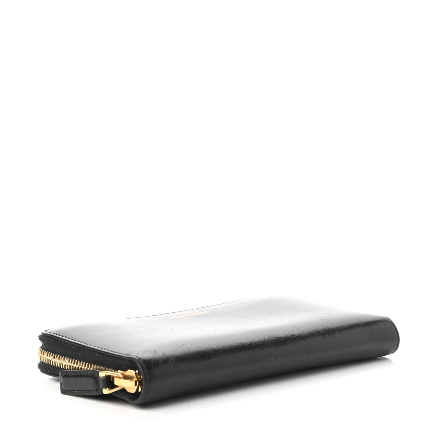 Smooth Calfskin Zip Around Wallet Black