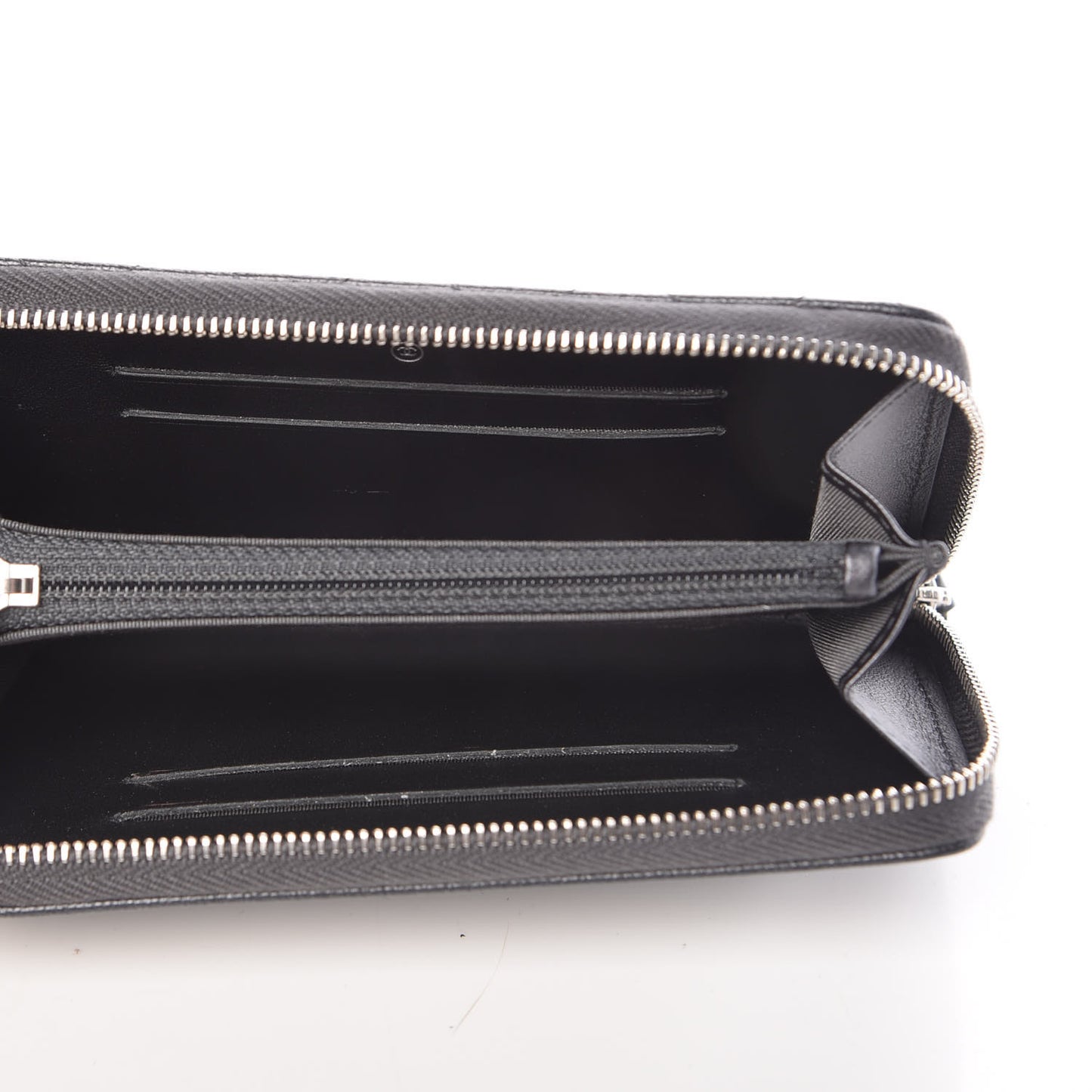 Metallic Caviar Quilted Medium Zip Around Wallet Dark Grey