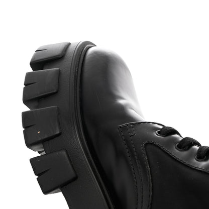 Prada Spazzolato Rois Nylon Metal Triangle Logo Monolith Pouch Pocket 55mm Boots 38.5 Black 12 of 14
