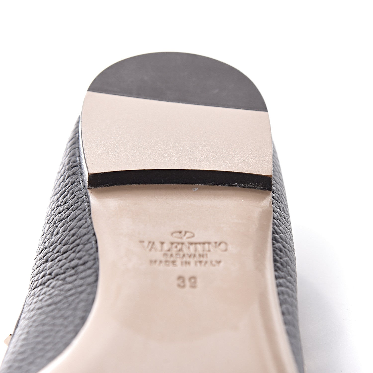 Valentino Garavani Pebbled Calfskin Rockstud Ballerina Flats 39 Black 11 of 12