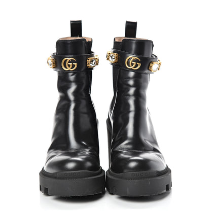 Gucci Calfskin Crystal GG Trip Chelsea Ankle Boots 37.5 Black 2 of 14