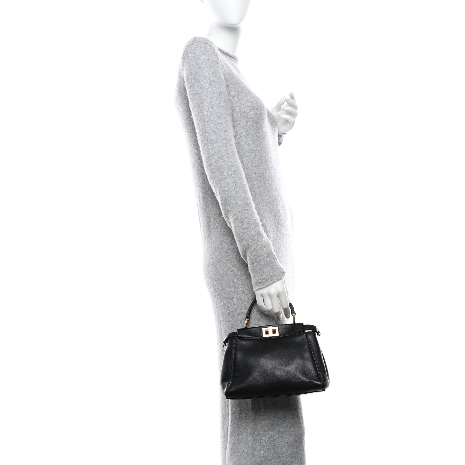 Fendi Nappa Mini Peekaboo Iconic Satchel Black 2 of 14