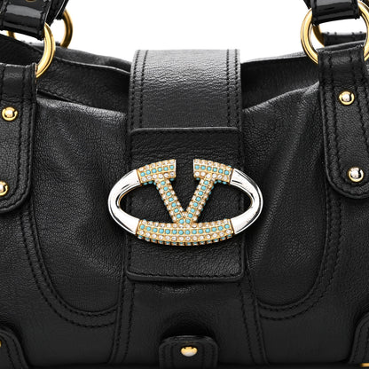 Valentino Garavani Grained Calfskin Catch Satchel Black 8 of 13