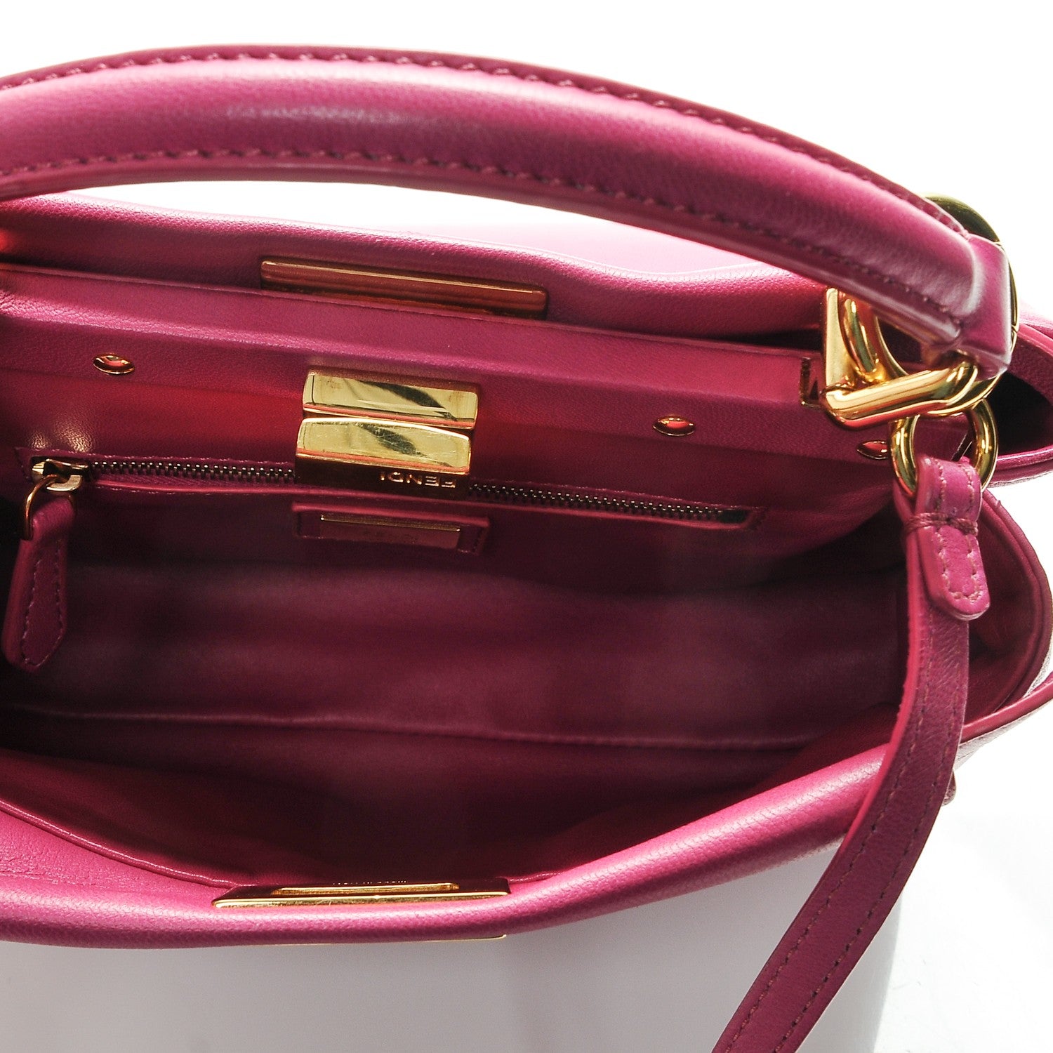 Fendi Nappa Mini Peekaboo Iconic Satchel Magenta 5 of 6