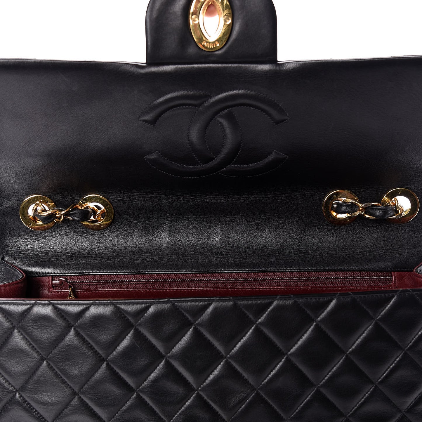 Lambskin Quilted XL Jumbo Single Flap Black
