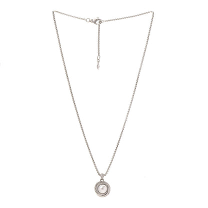 David Yurman Sterling Silver Diamond Pearl 8mm Crossover Pendant Necklace 3 of 6