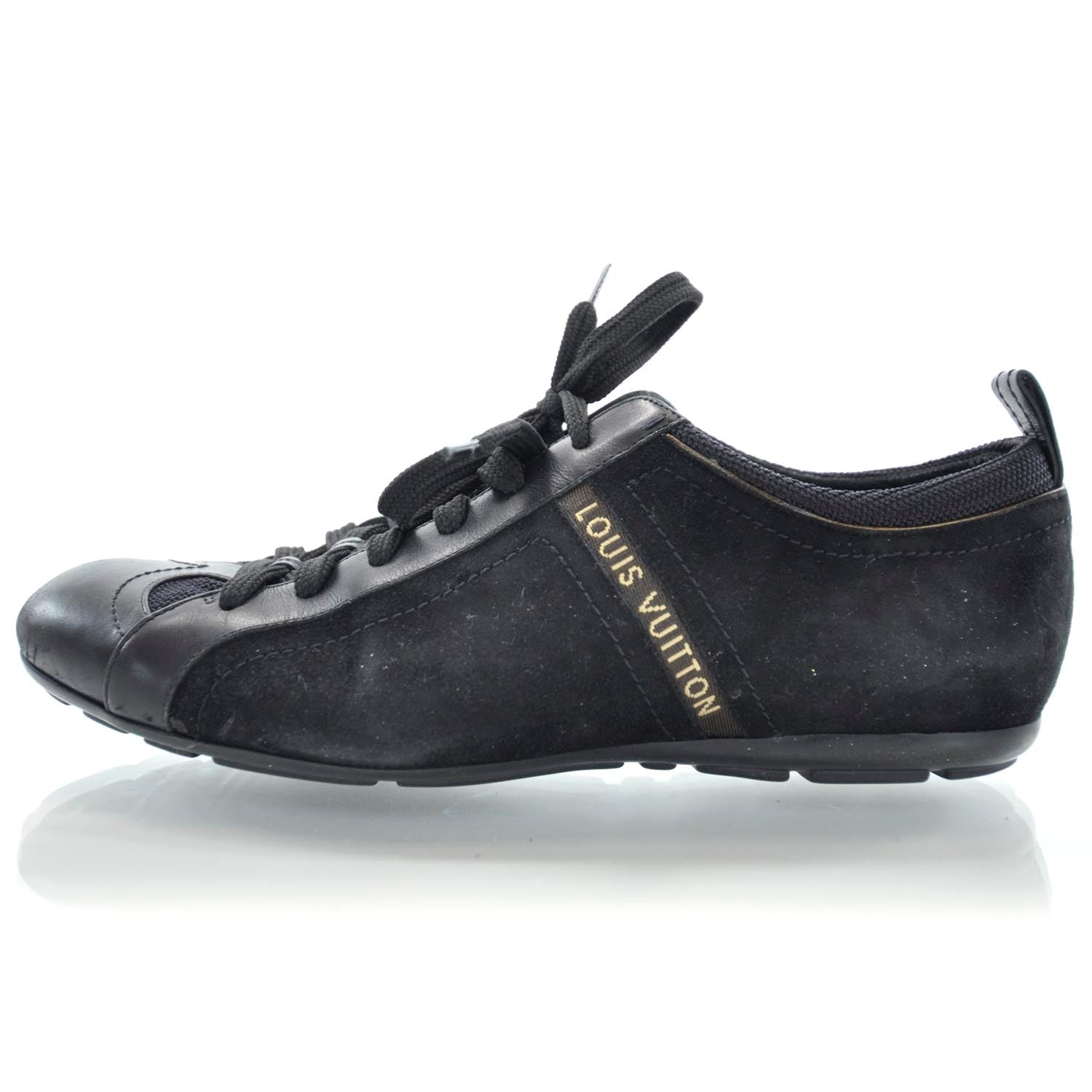 Louis Vuitton Suede Leather Sneakers 39 Black 2 of 9