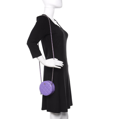 Chanel Caviar Quilted Round Clutch With Chain Purple 2 of 10