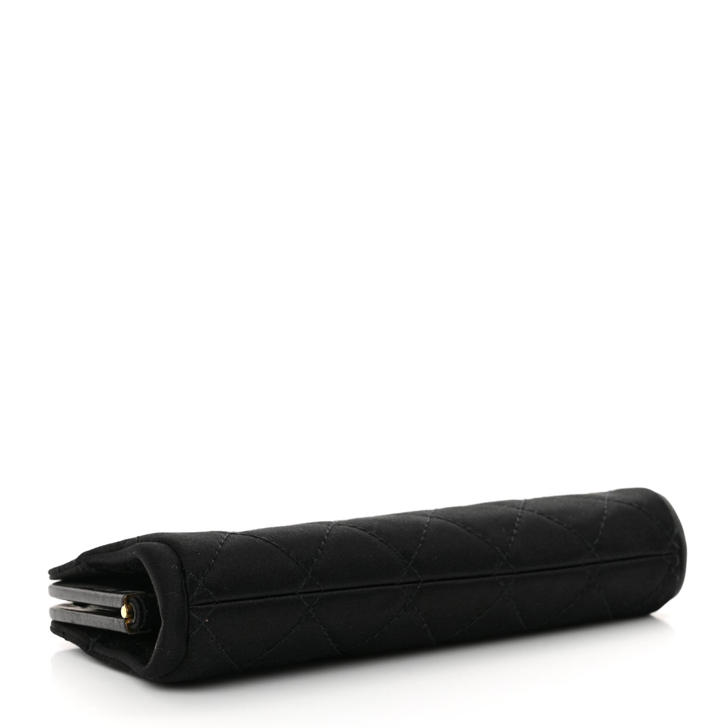Satin Quilted Wristlet Clutch Black