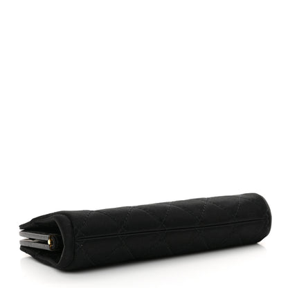 Chanel Satin Quilted Wristlet Clutch Black 4 of 12