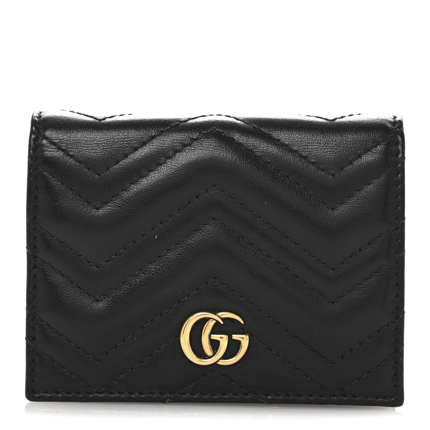 Calfskin Matelasse GG Marmont Card Case Wallet Black