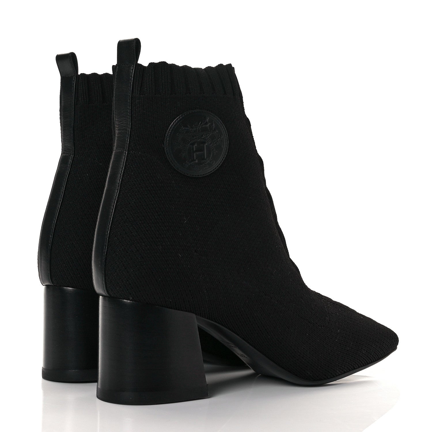 Hermes Knit Calfskin Volver Ankle Boots 37.5 Black 8 of 16
