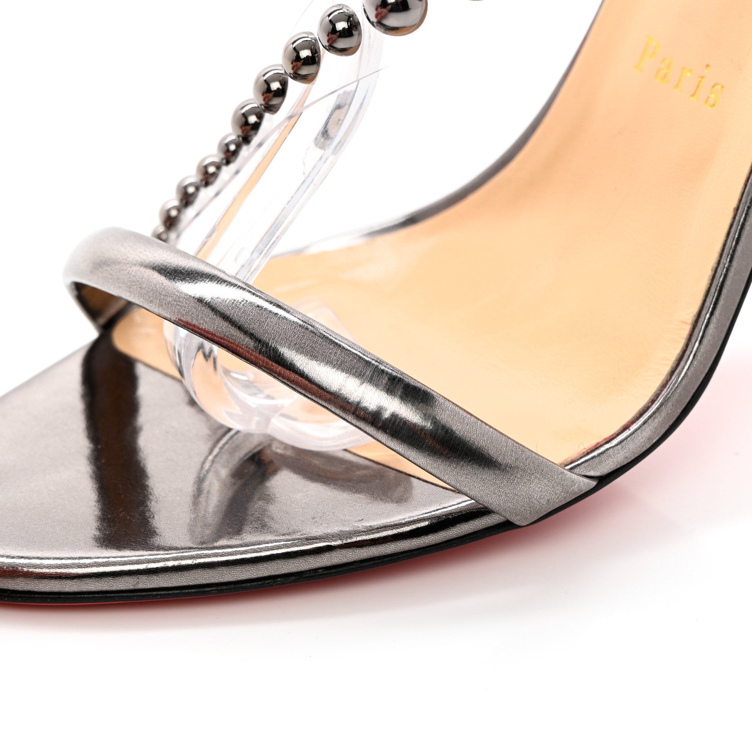 Christian Louboutin Specchio PVC Corinetta 100 Sandals 41 Gun Metal 12 of 18