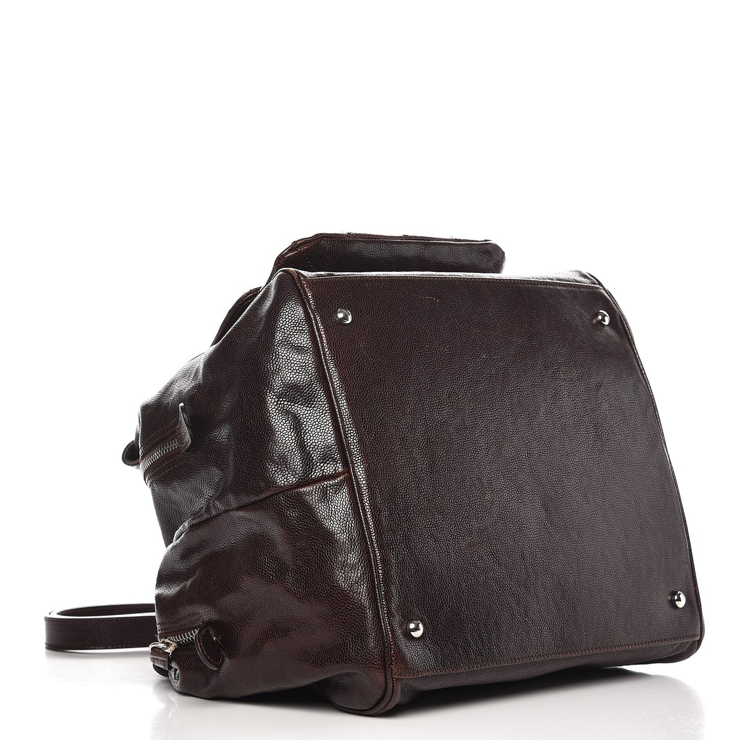 Caviar Quilted Mademoiselle Satchel Brown