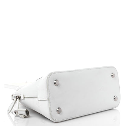 Balenciaga Signature Grained Calfskin Logo S Ville Top Handle Bag White Black 4 of 17