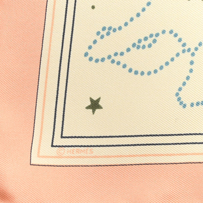 Hermes Silk Constellation d'Hermes Pocket Square Scarf 45 Rose Beige Multicolor 4 of 4