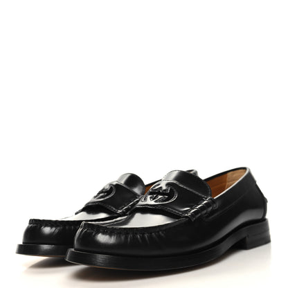 Gucci Millennial Ribot Cut Out Interlocking G Loafers 37.5 Black 4 of 9