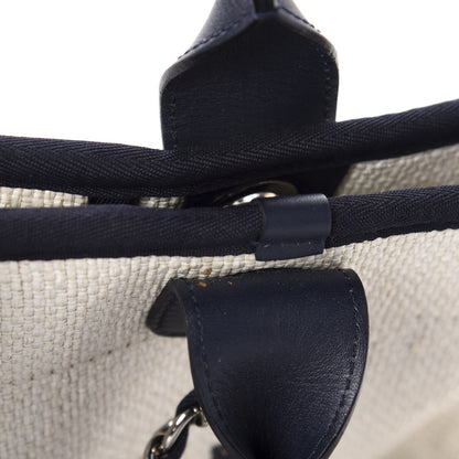 Chanel Woven Straw Raffia Medium Deauville Tote White Navy 10 of 16