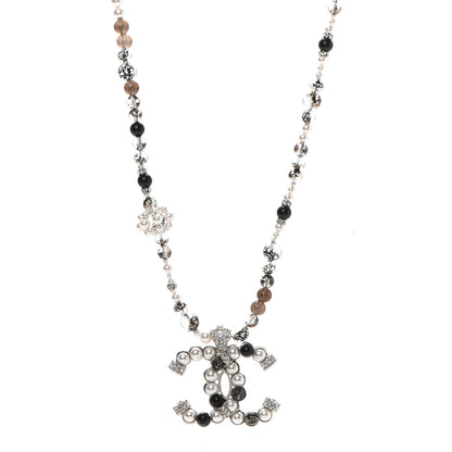 Chanel Pearl Crystal Bead CC Long Pendant Necklace 1 of 5