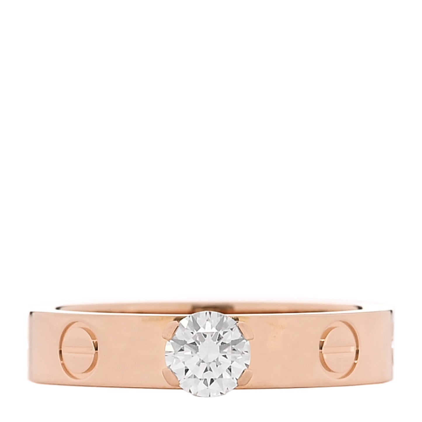 18K Pink Gold Diamond .27ct LOVE Solitaire Engagement Ring 49 5