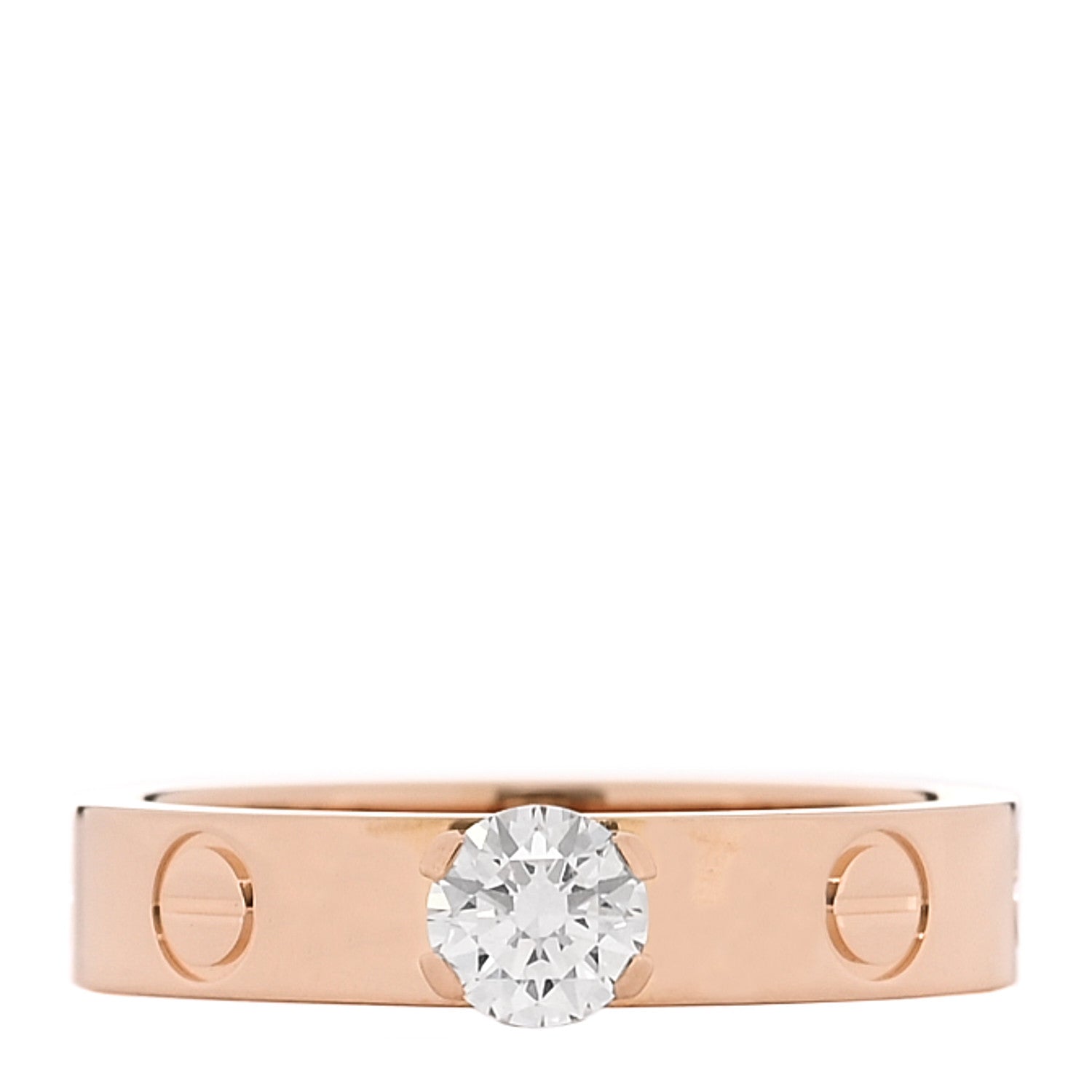 Cartier 18K Pink Gold Diamond .27ct LOVE Solitaire Engagement Ring 49 5 1 of 5