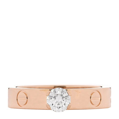 Cartier 18K Pink Gold Diamond .27ct LOVE Solitaire Engagement Ring 49 5 1 of 5