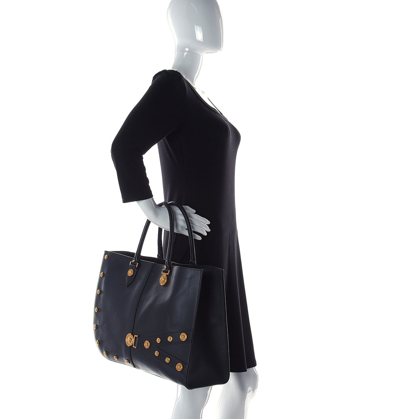 Calfskin Medallion Tribute Tote Black