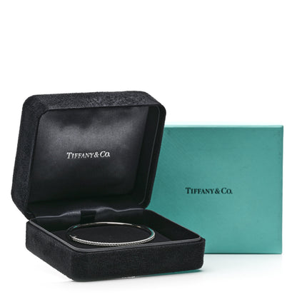 Tiffany 18K White Gold Diamond Metro Bangle Bracelet 4 of 4
