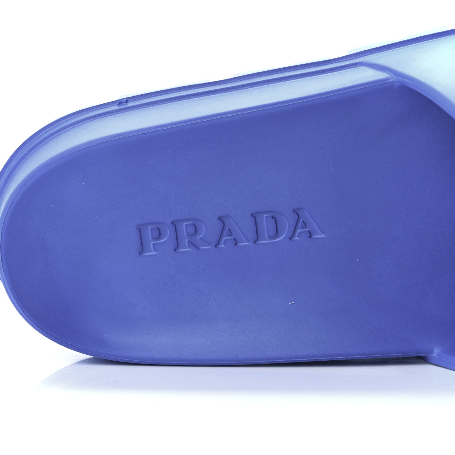 Prada EVA Rubber Triangle Logo Embossed Womens Lug Sole 20mm Slide Sandals 37 Azzurro 7 of 8