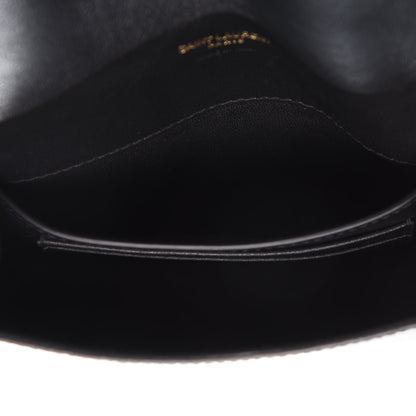 Saint Laurent Calfskin Crocodile Embossed Envelope Belt Bag Black 4 of 10