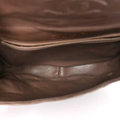 Chanel Lizard Quilted Rope Half Moon Clutch Dark Brown 5 of 11