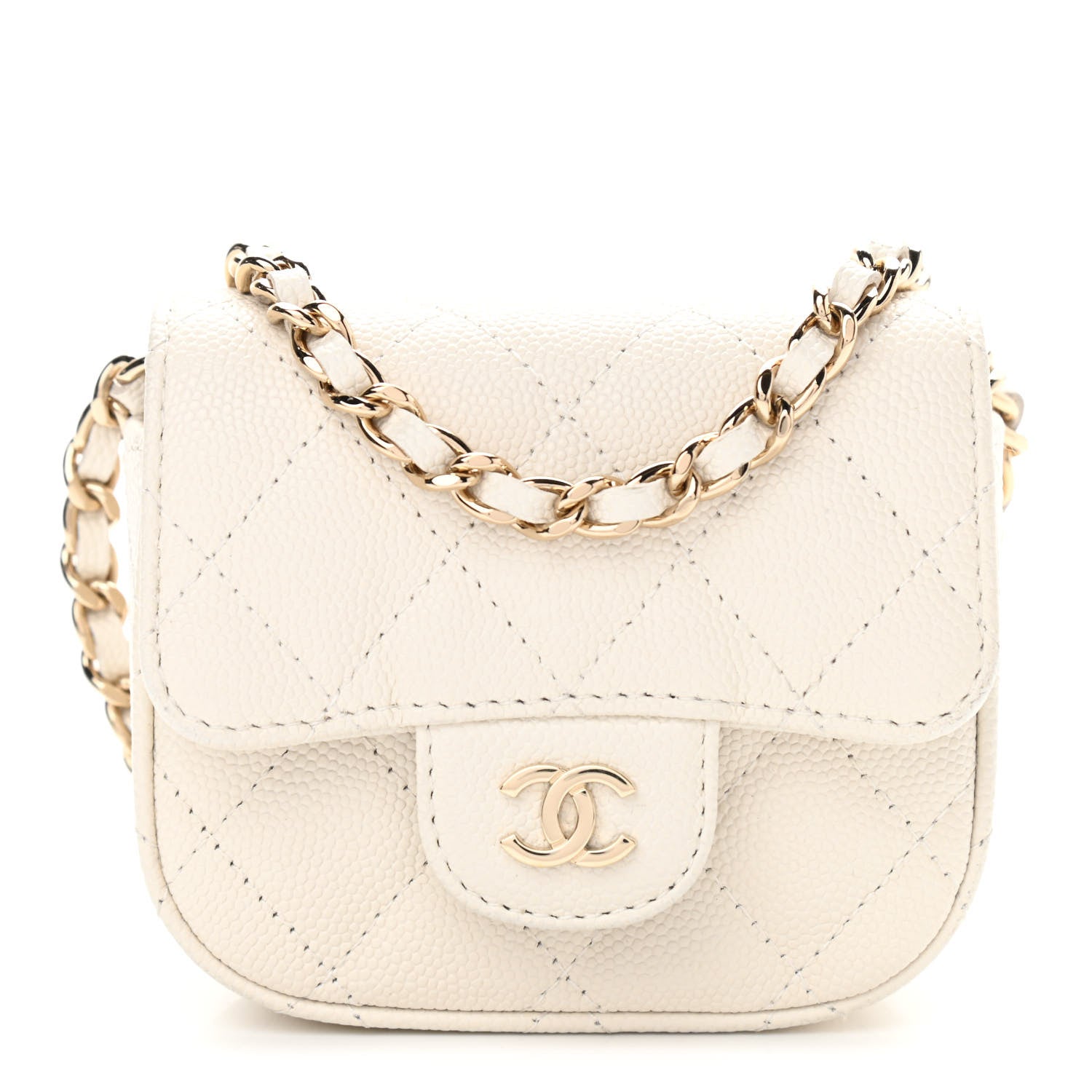 Chanel Caviar Quilted Mini Clutch With Chain White 1 of 12