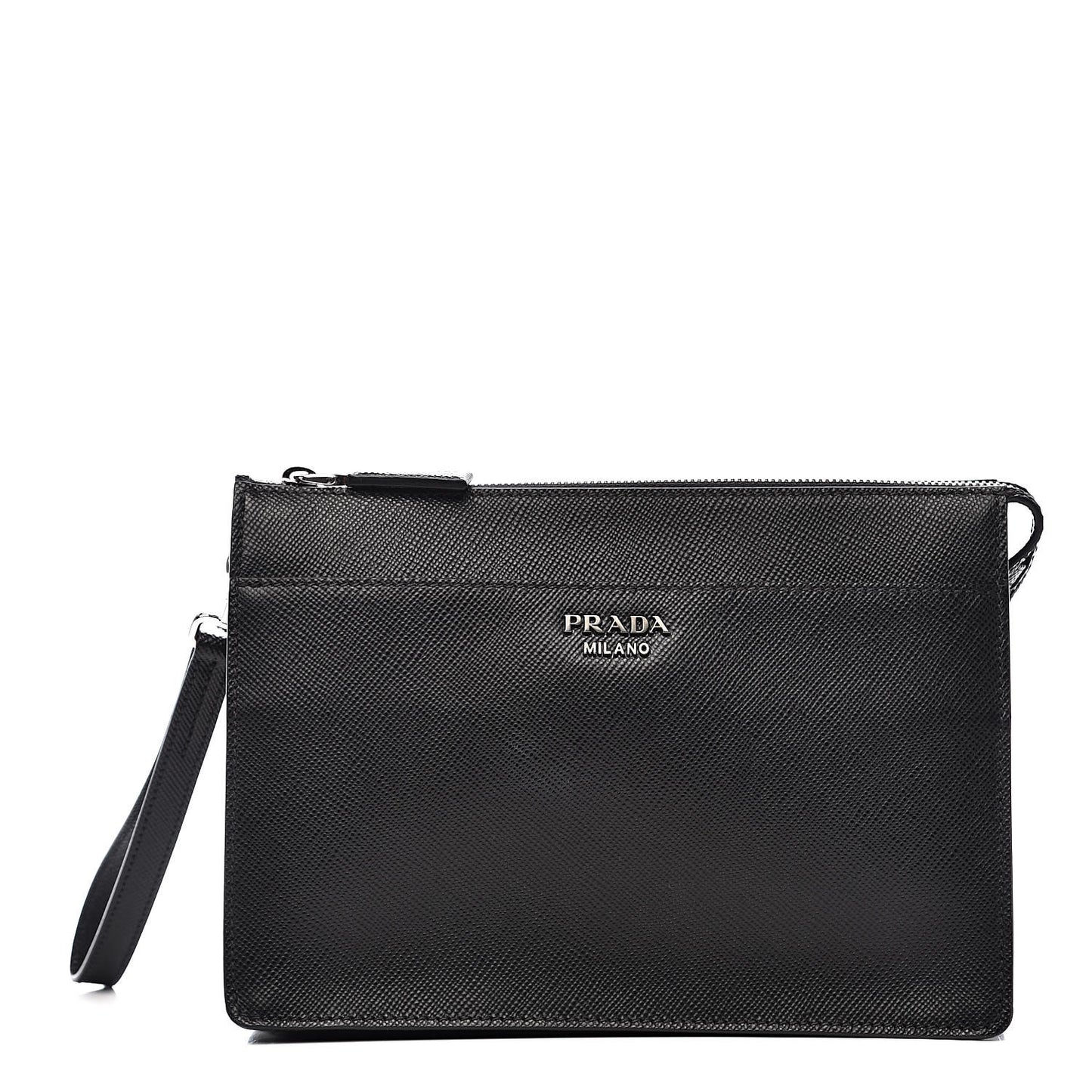 Saffiano Cuir Clutch Wristlet Bag Black