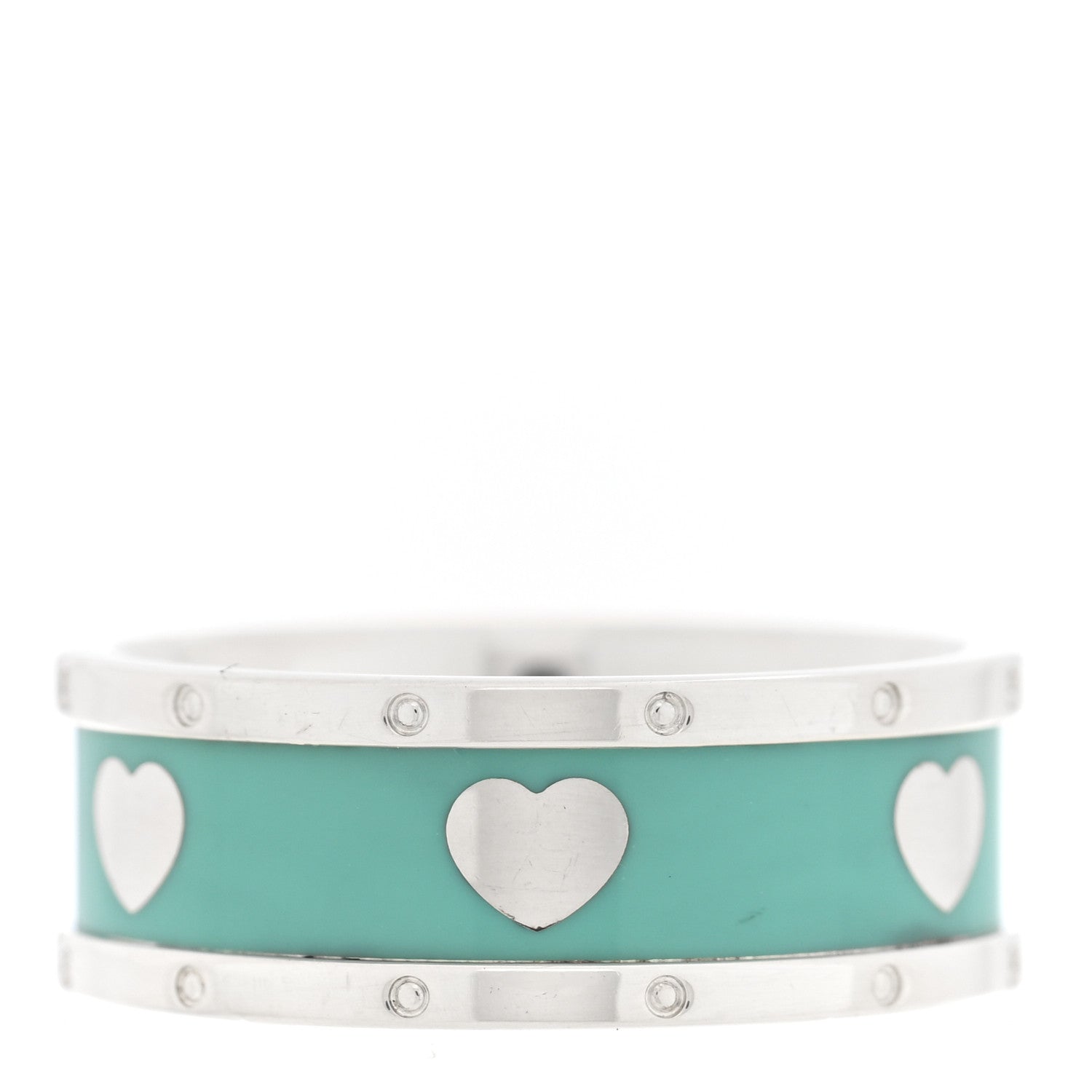 Tiffany Sterling Silver Enamel Wide Heart Ring Blue 58 8.5 Blue 3 of 4