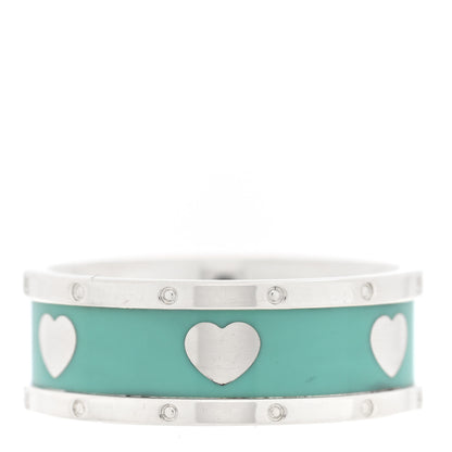 Tiffany Sterling Silver Enamel Wide Heart Ring Blue 58 8.5 Blue 3 of 4