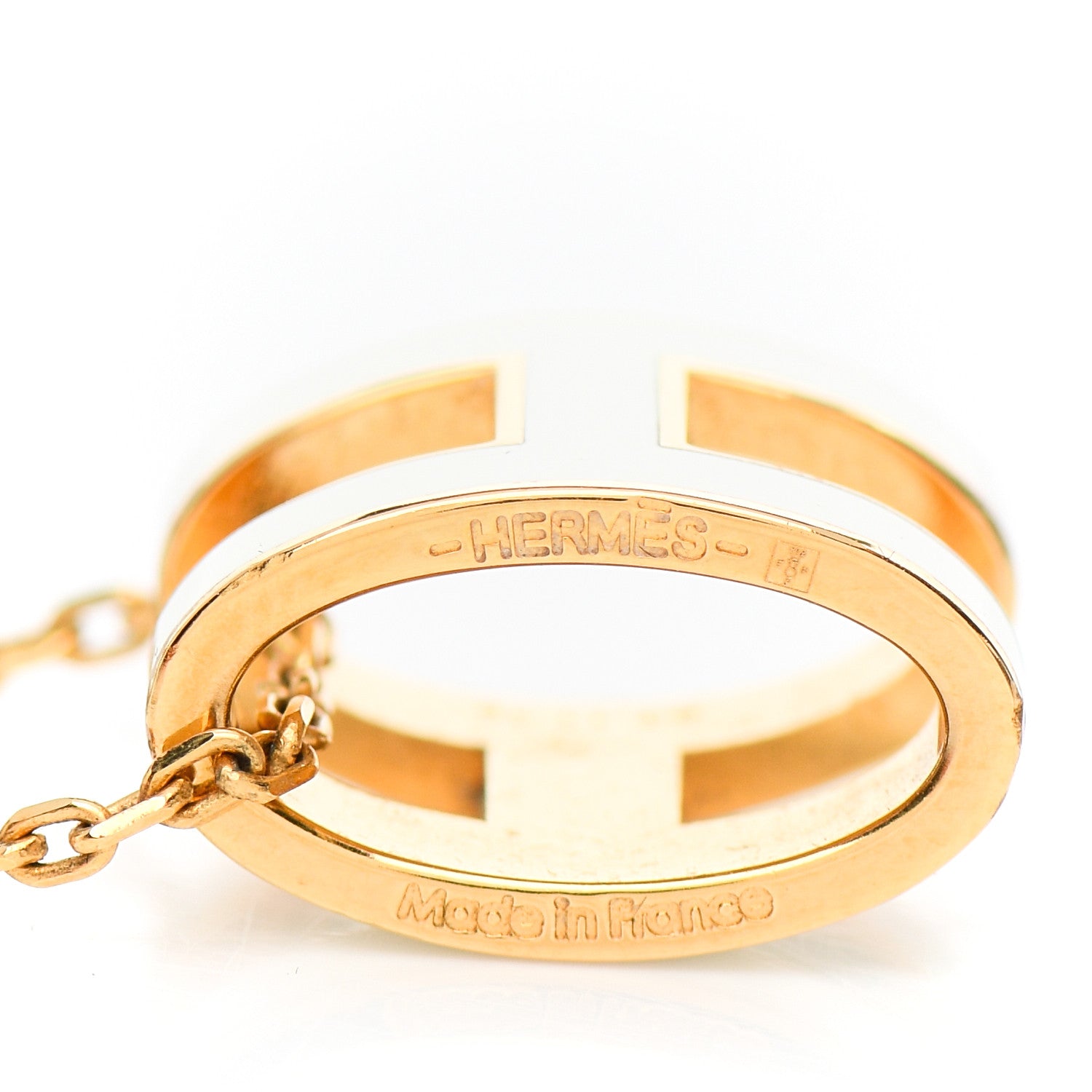 Hermes Lacquered Gold Pop H Pendant Necklace White 4 of 4