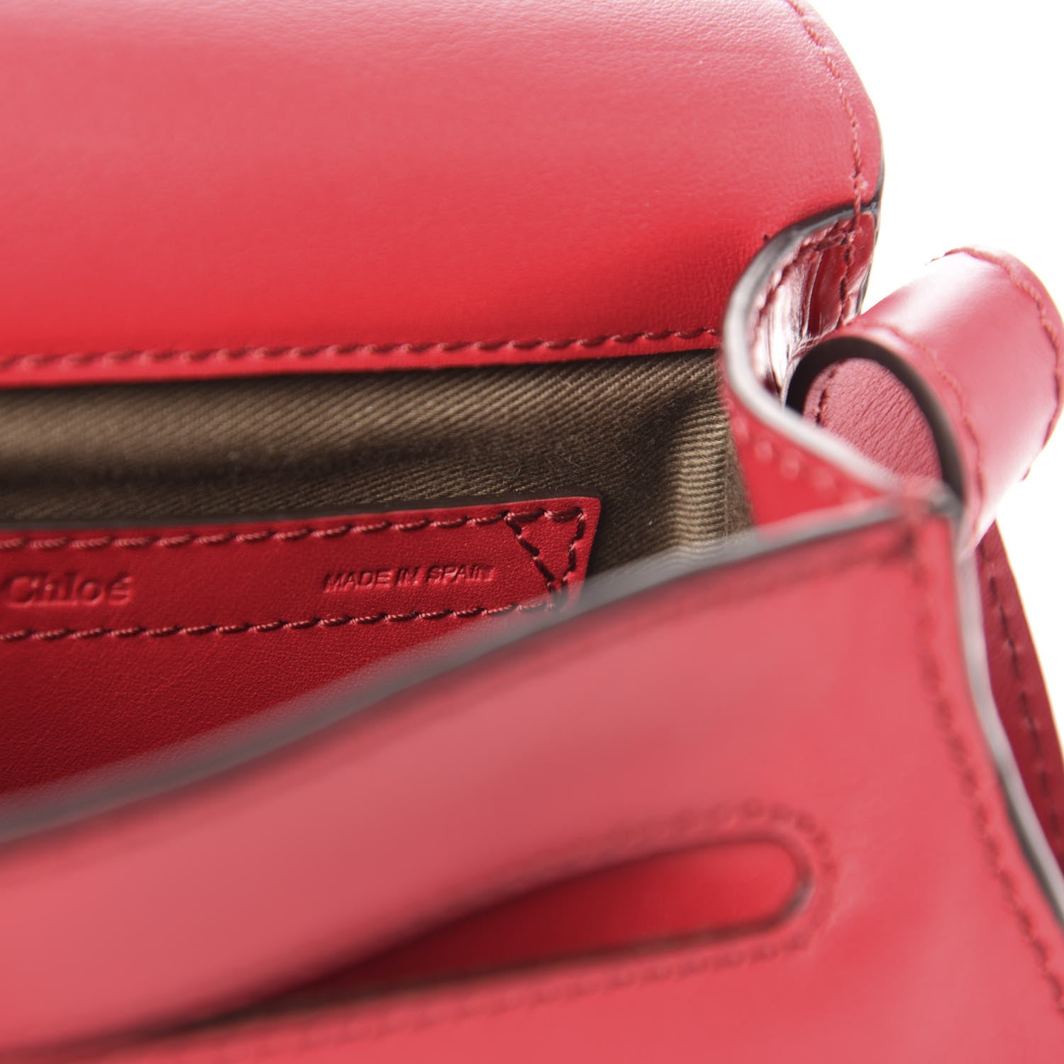 Chloe Calfskin Crocodile Embossed Mini Marcie Round Crossbody Bag Dusky Red 7 of 10