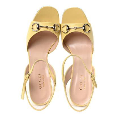 Gucci Malaga Kid Horsebit Cross Strap 95mm Sandals 40 Sweety Yellow 2 of 9