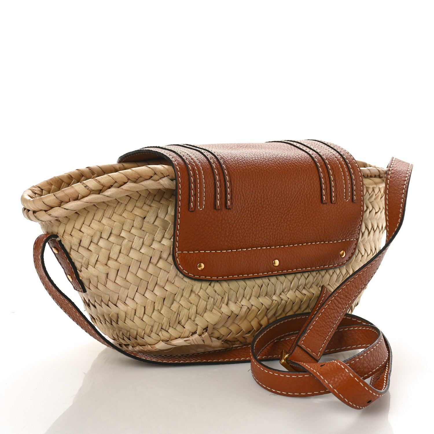 Chloe Raffia Calfskin Marcie Basket Tan 3 of 11