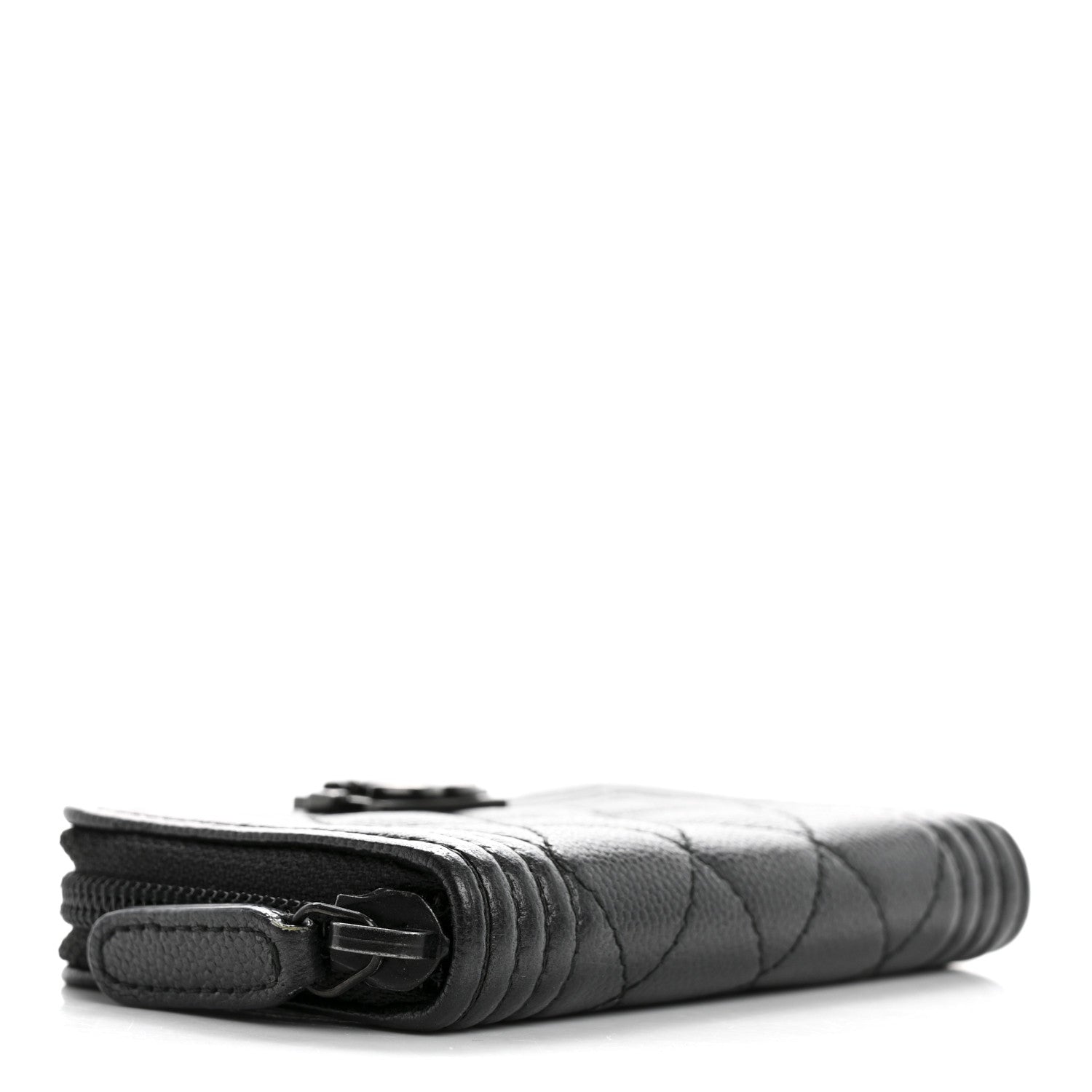 Chanel Caviar Quilted Boy Zip Around Coin Purse Wallet So Black 4 of 10