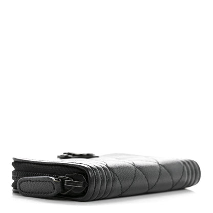 Chanel Caviar Quilted Boy Zip Around Coin Purse Wallet So Black 4 of 10