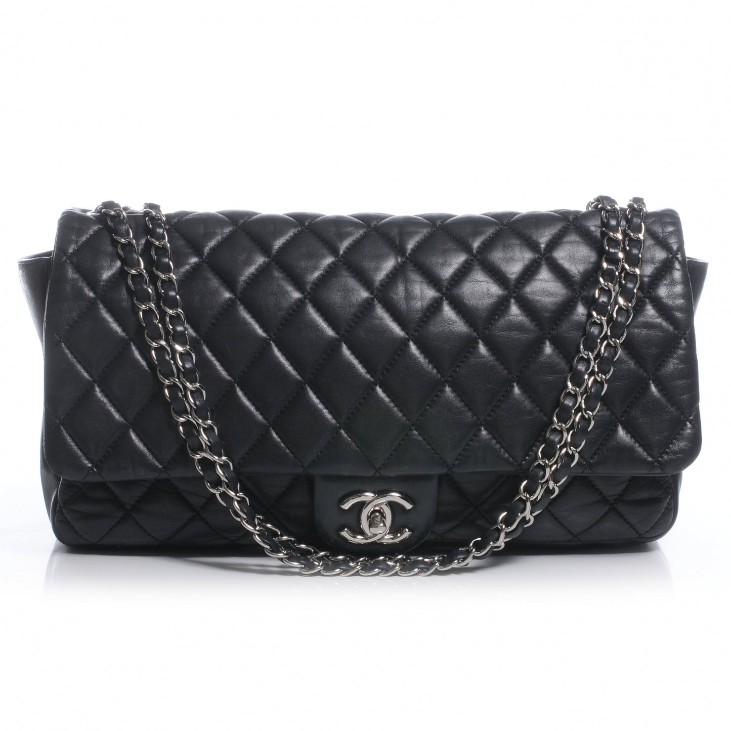 Lambskin Jumbo Coco Rain Flap Black