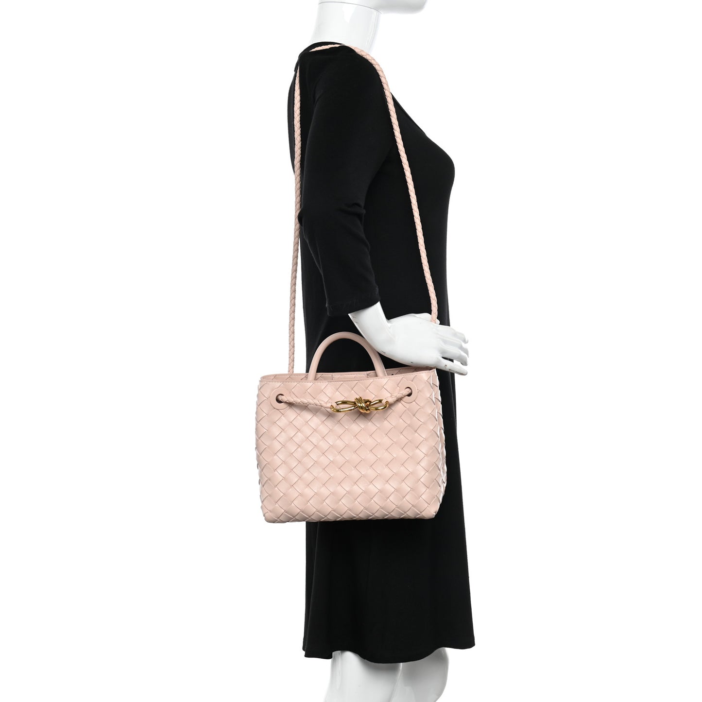 Nappa Intrecciato Small Andiamo Shoulder Bag Nude