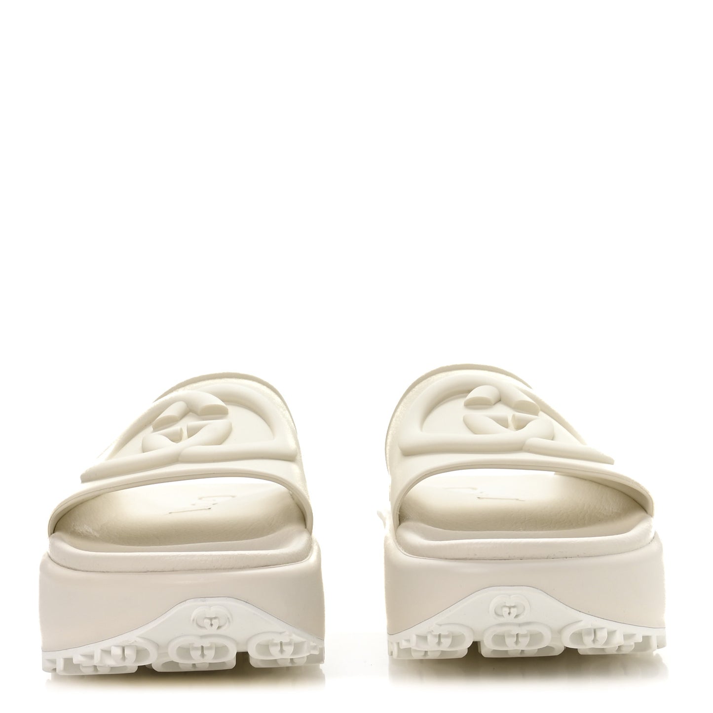 Soft Rubber Womens Interlocking G Platform 42mm Slide Sandals 40 Off White